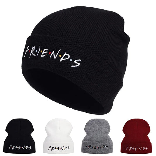 Unisex FRIEND Letter Embroidery Beanies Autumn Winter Warm Hat Hip Cap Beanie Hat Caps for Women Men